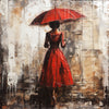Frau mit rotem Regenschirm