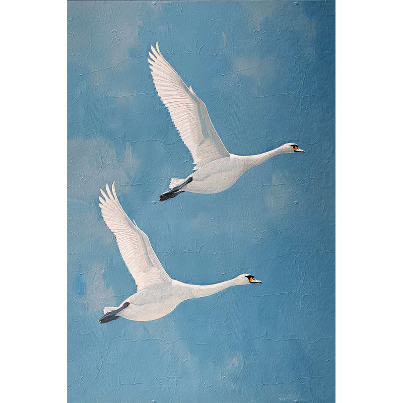 2 fliegende Schwäne
