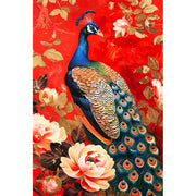 Pfau in Rot