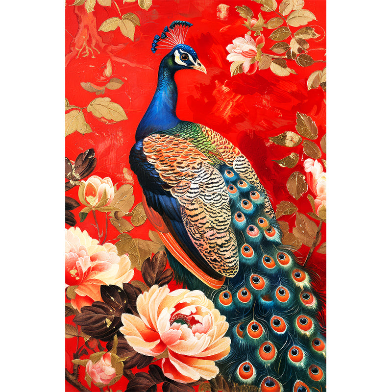 Pfau in Rot