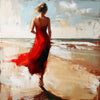 Frau in rotem Kleid