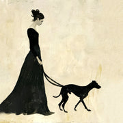 Gemälde einer Frau mit Hund