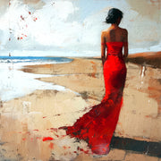 Frau in rotem Kleid II