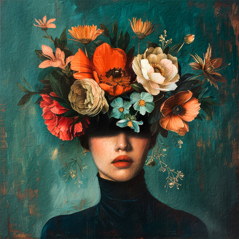 Gemälde Frau mit Blumen