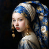 Frau im Schal mit Delfter Blau