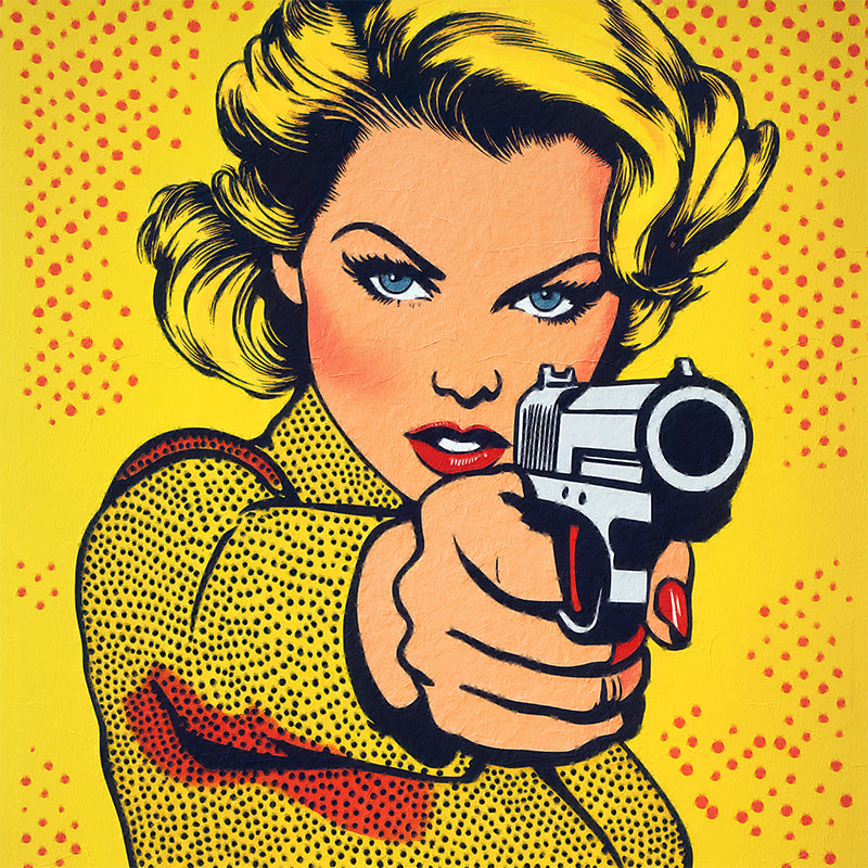 Pop-Art-Frau mit Pistole