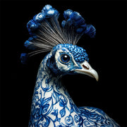 Pfau in Delfter Blau