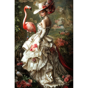 Schöne Frau mit Flamingo