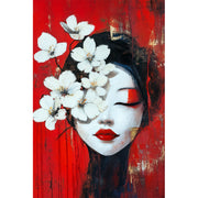 Japanische Geisha mit Blumen