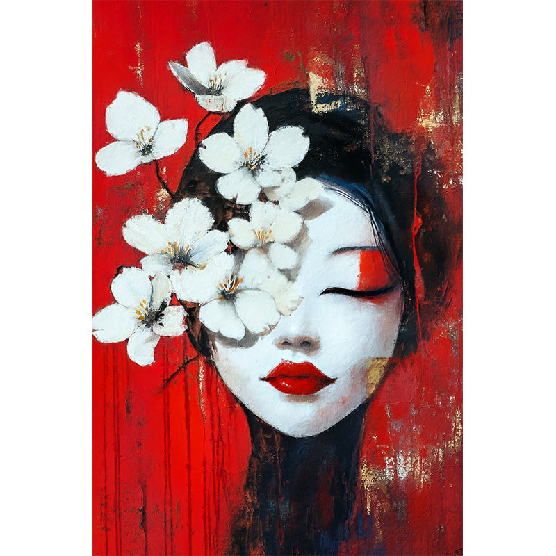 Japanische Geisha mit Blumen