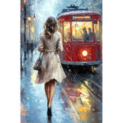 Frau beim Spaziergang im Regen