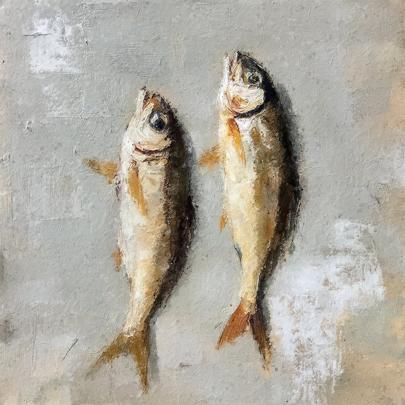 Gemälde mit zwei Fischen