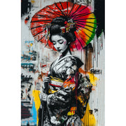 Graffiti asiatische Frau im Kimono