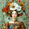 Frau mit Vintage-Blumen