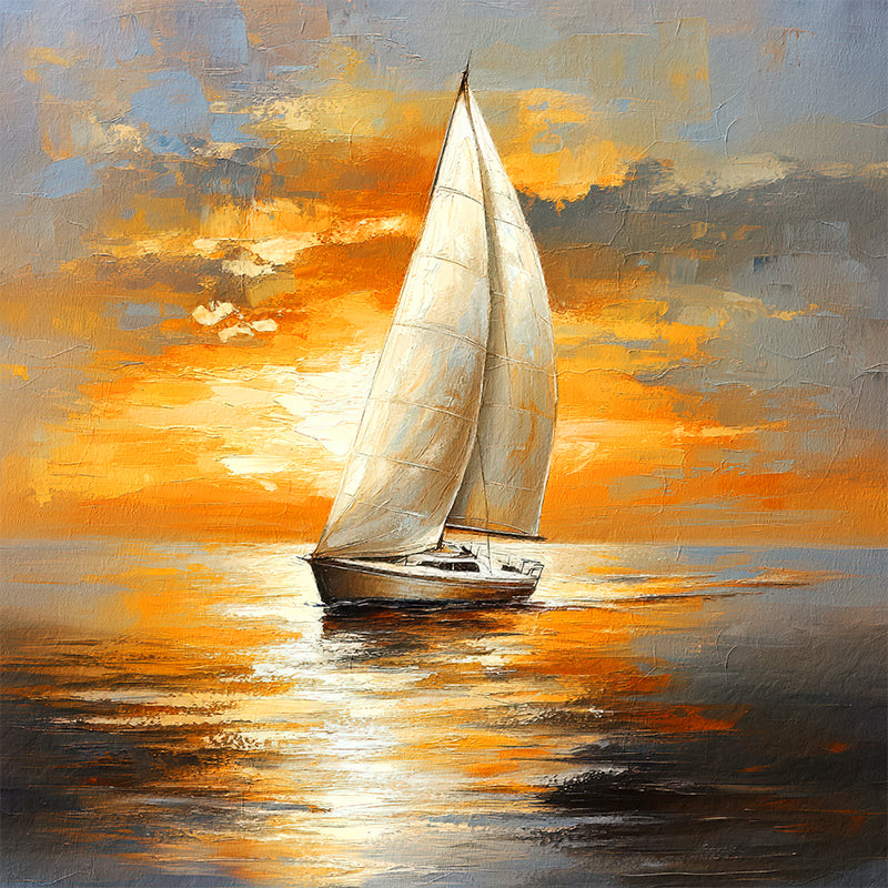 Segelboot bei Sonnenuntergang