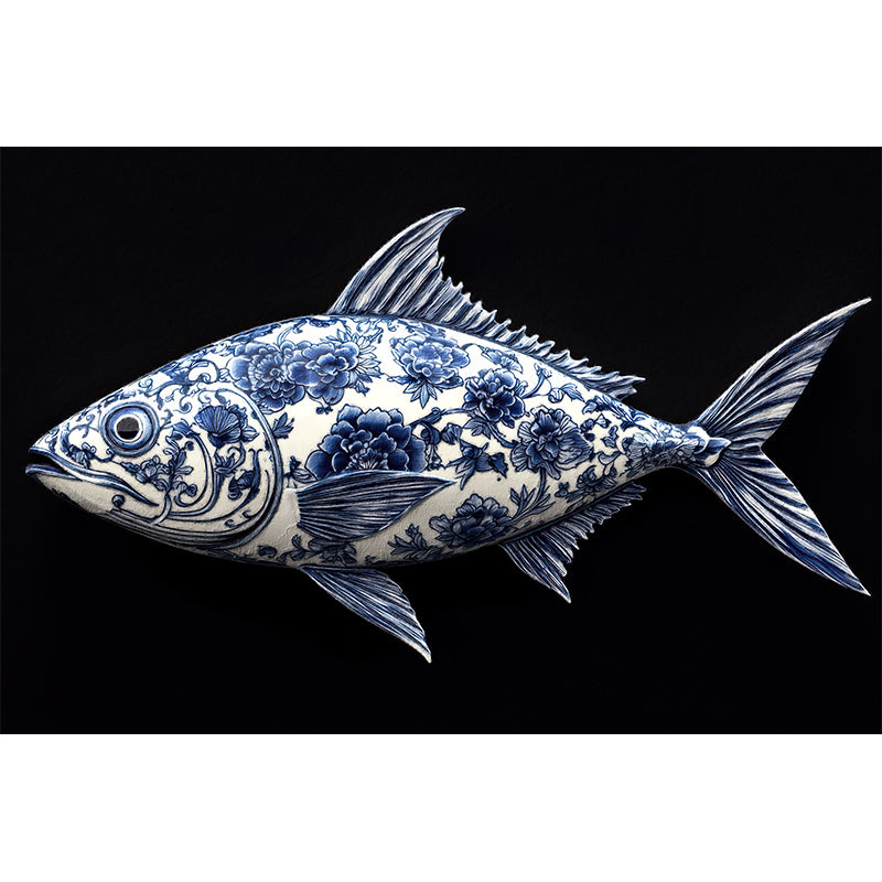 Fisch im Delfter-Blau-Stil