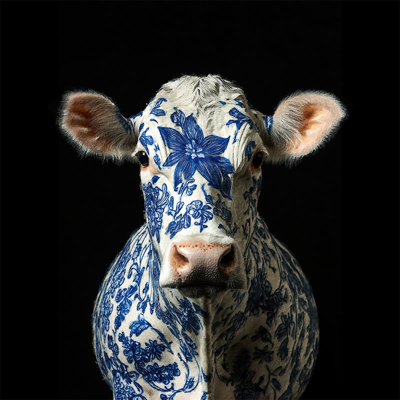 Kuh im Delfter-Blau-Gemälde