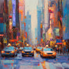 Stadtlandschaft mit gelbem Taxi