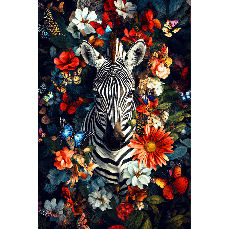 Zebra mit Blumen