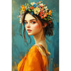 Gemälde einer schönen Frau mit Blumen