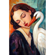 Frau mit Storch Kunst