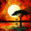 Mann und Frau im Sonnenuntergang