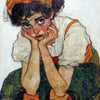 Frau mit Händen am Gesicht - Egon Schiele (Inspiration)