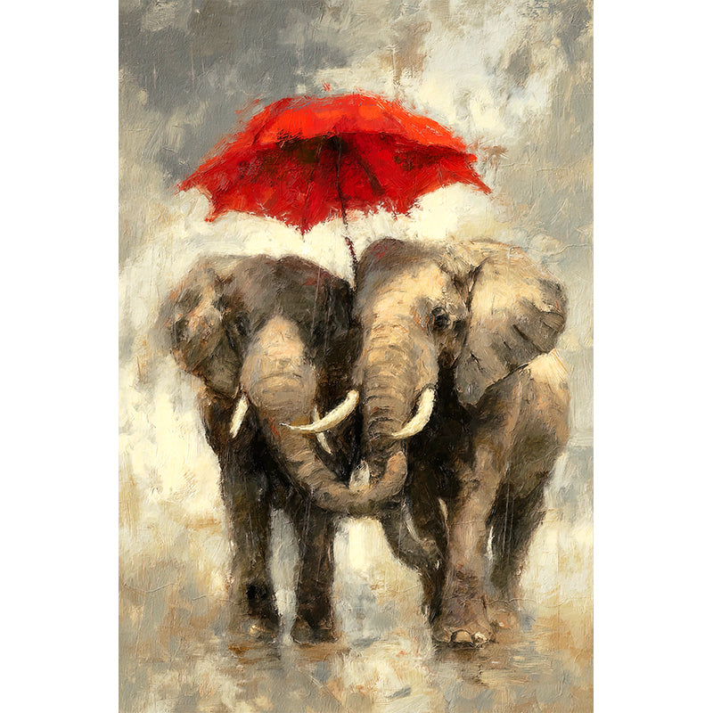 Zwei Elefanten mit einem Regenschirm
