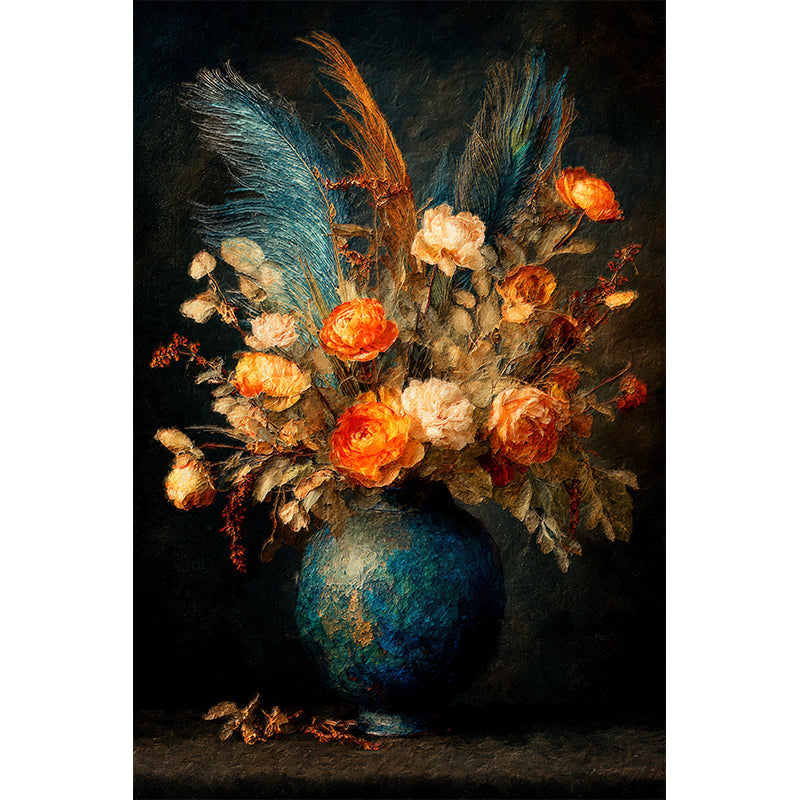 Blumen in türkisfarbener Vase