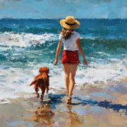 Mädchen mit Hund am Strand II