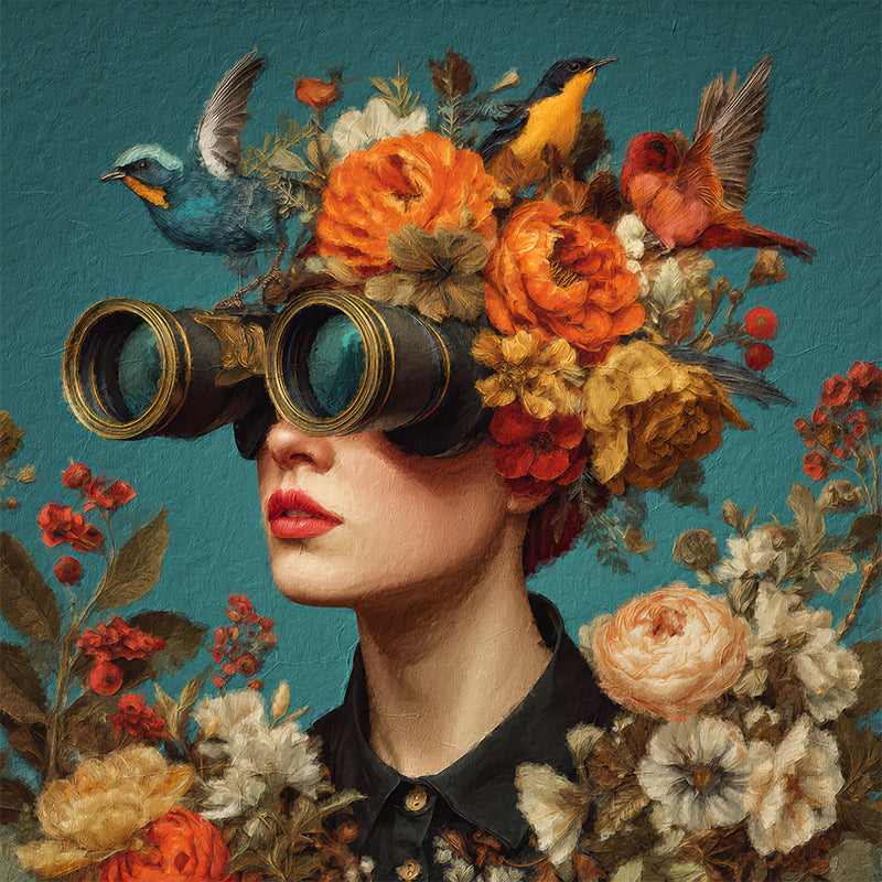 Frau - Vögel - Blumen - Kunst