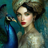 Gemälde Frau mit Pfau