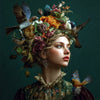 Frau - Vögel - Blumen