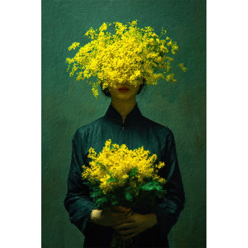Frau mit gelben Blumen