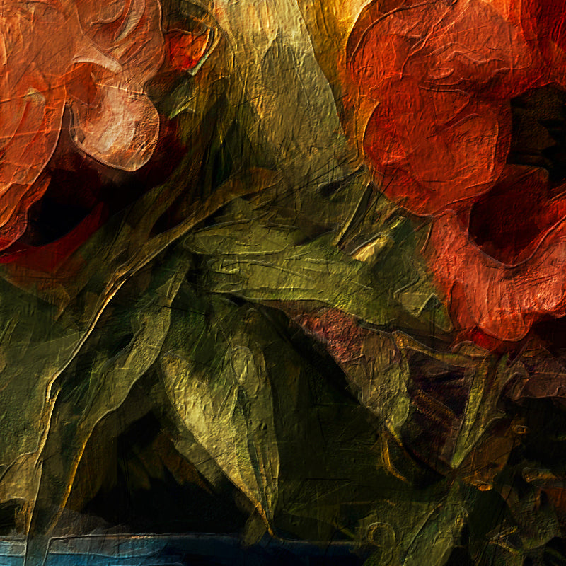 Blumen und Papagei