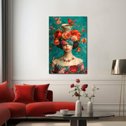 Kunstfrau mit Blumen