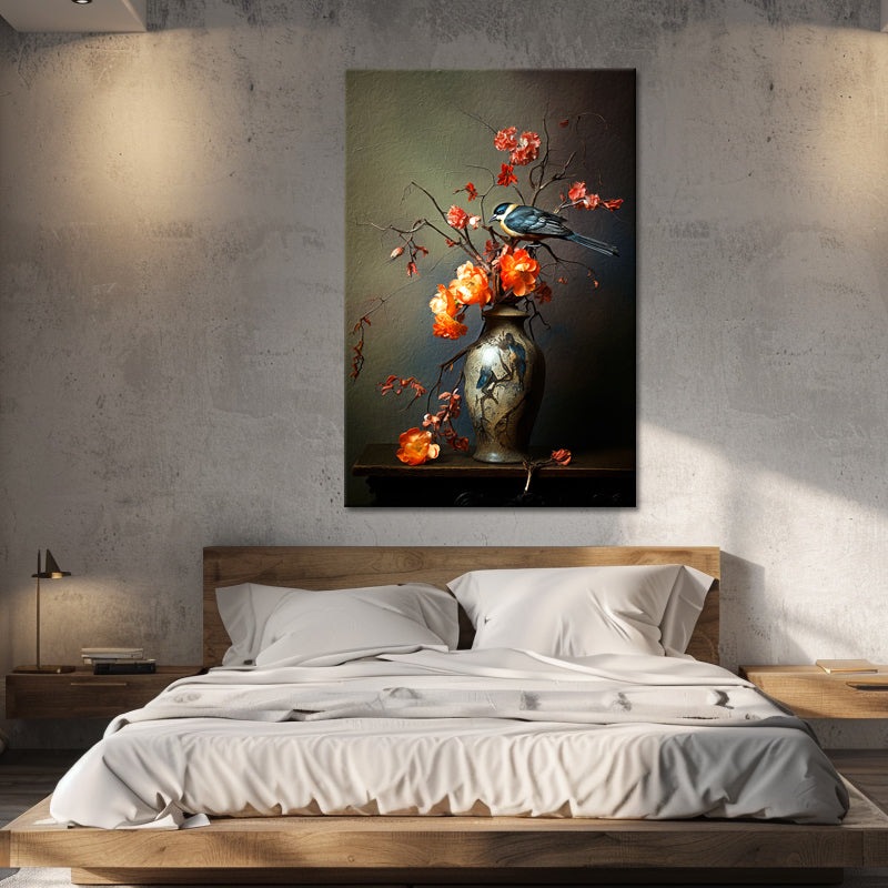Vase mit Blumen im Antiquitätenstil