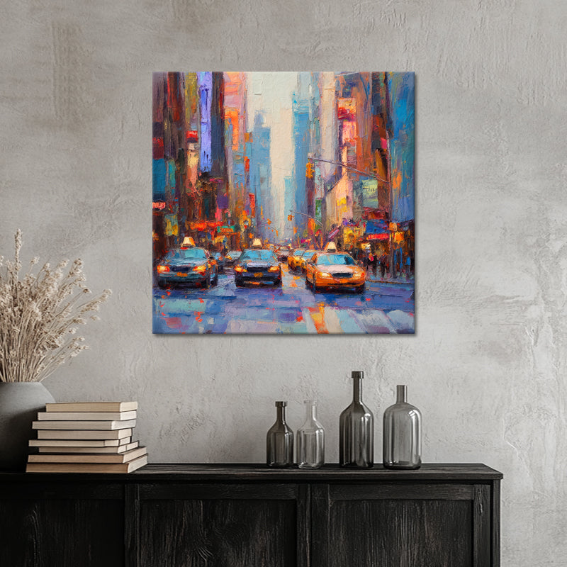 Stadtlandschaft mit gelbem Taxi