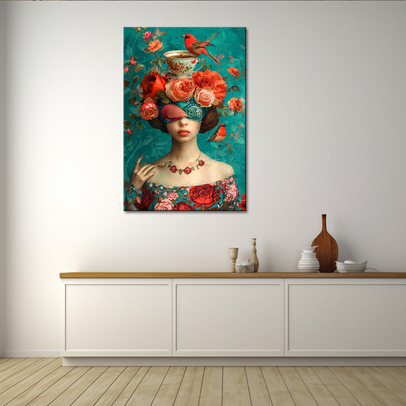 Kunstfrau mit Blumen