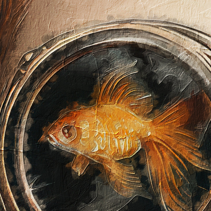 Frau mit Taucherbrille und Fischen III
