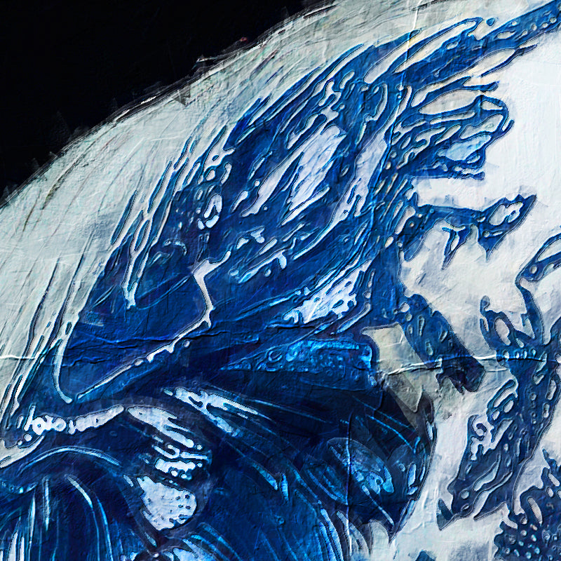Pferde im Delfter Blau-Stil