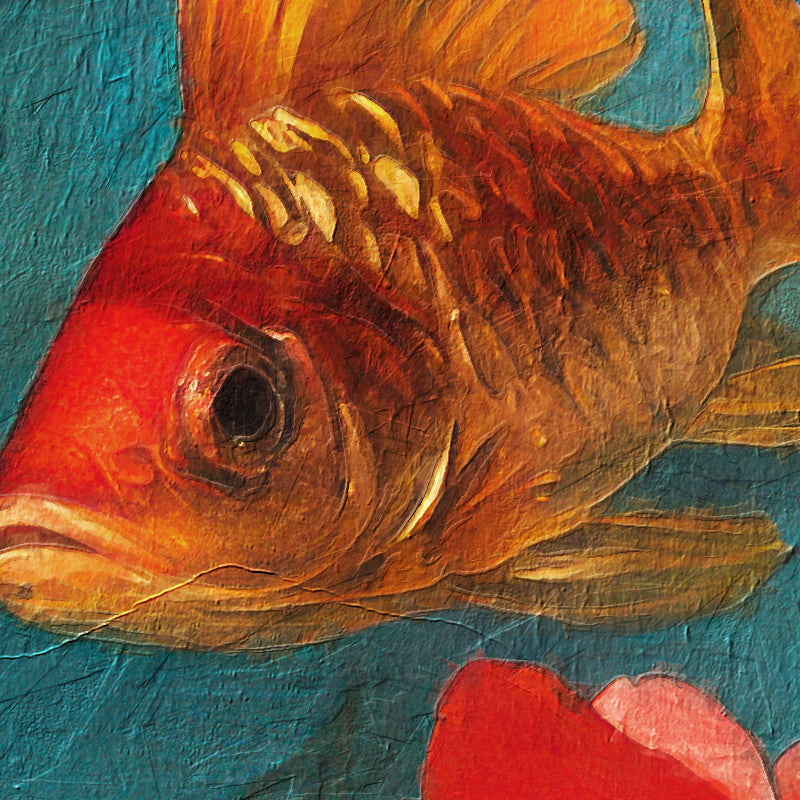 Frau mit Blumen und Fischen