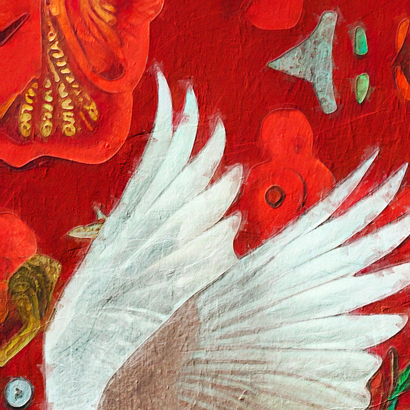 Frau mit Vögeln vintage