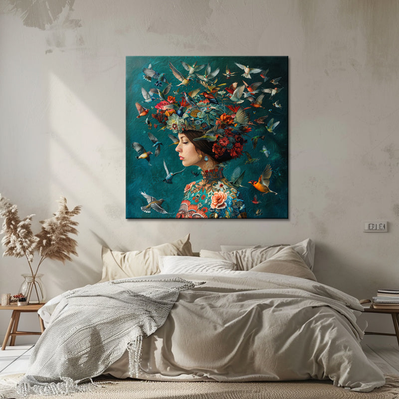 Frau und Vögel Kunst