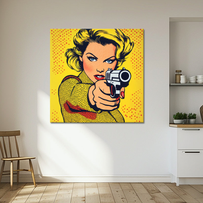 Pop-Art-Frau mit Pistole