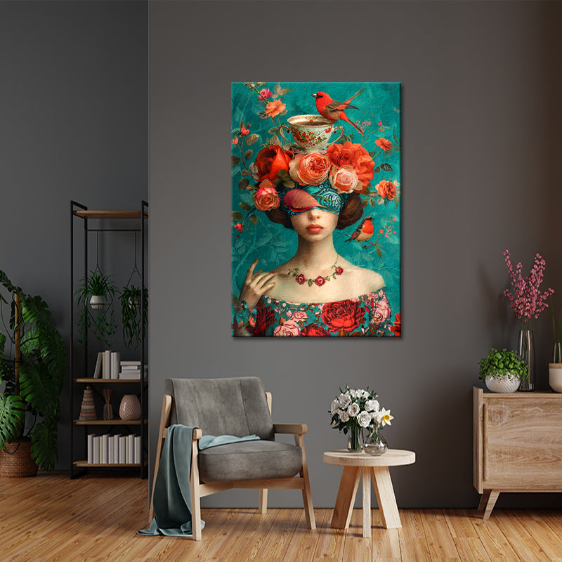 Kunstfrau mit Blumen