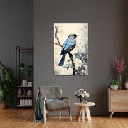 Blauer Vogel auf einem Ast