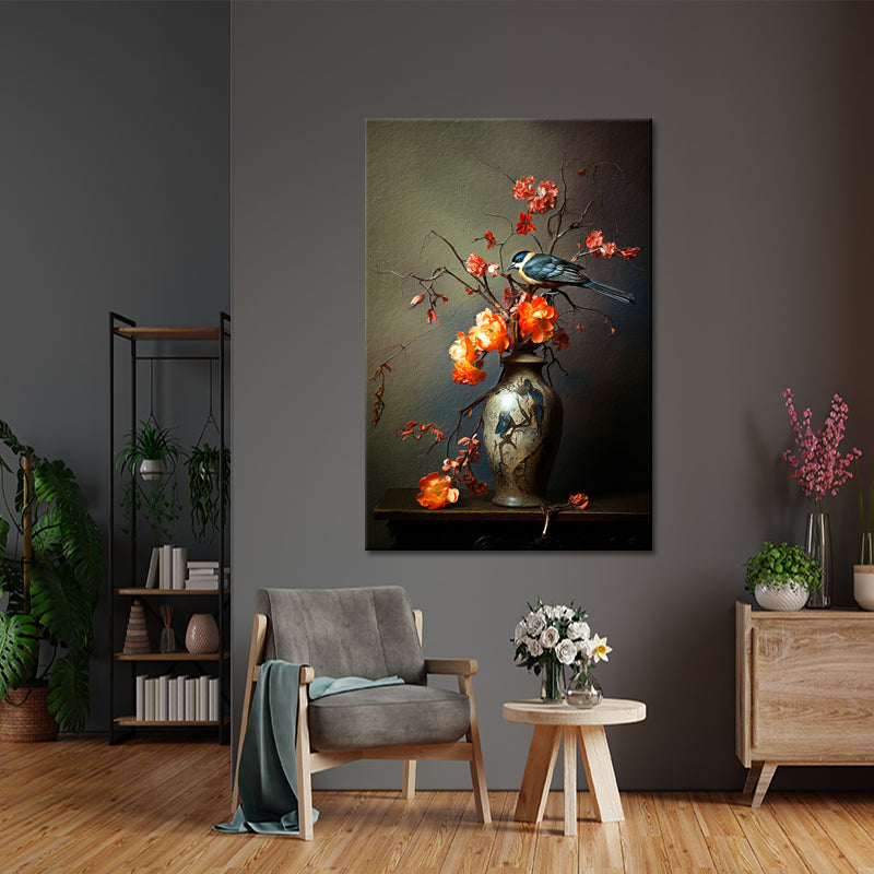 Vase mit Blumen im Antiquitätenstil