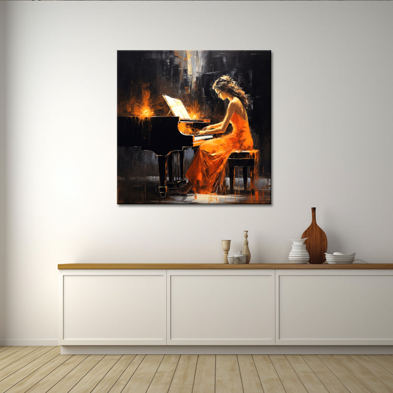 Frau spielt Klavier