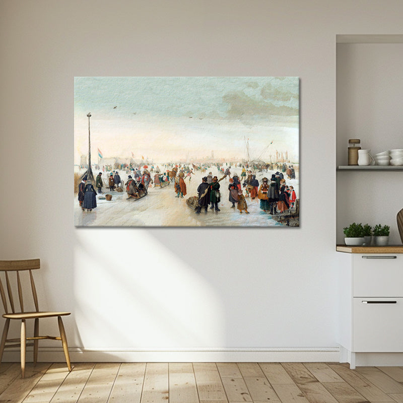 Eisvergnügen bei einer Stadt - Hendrick Avercamp